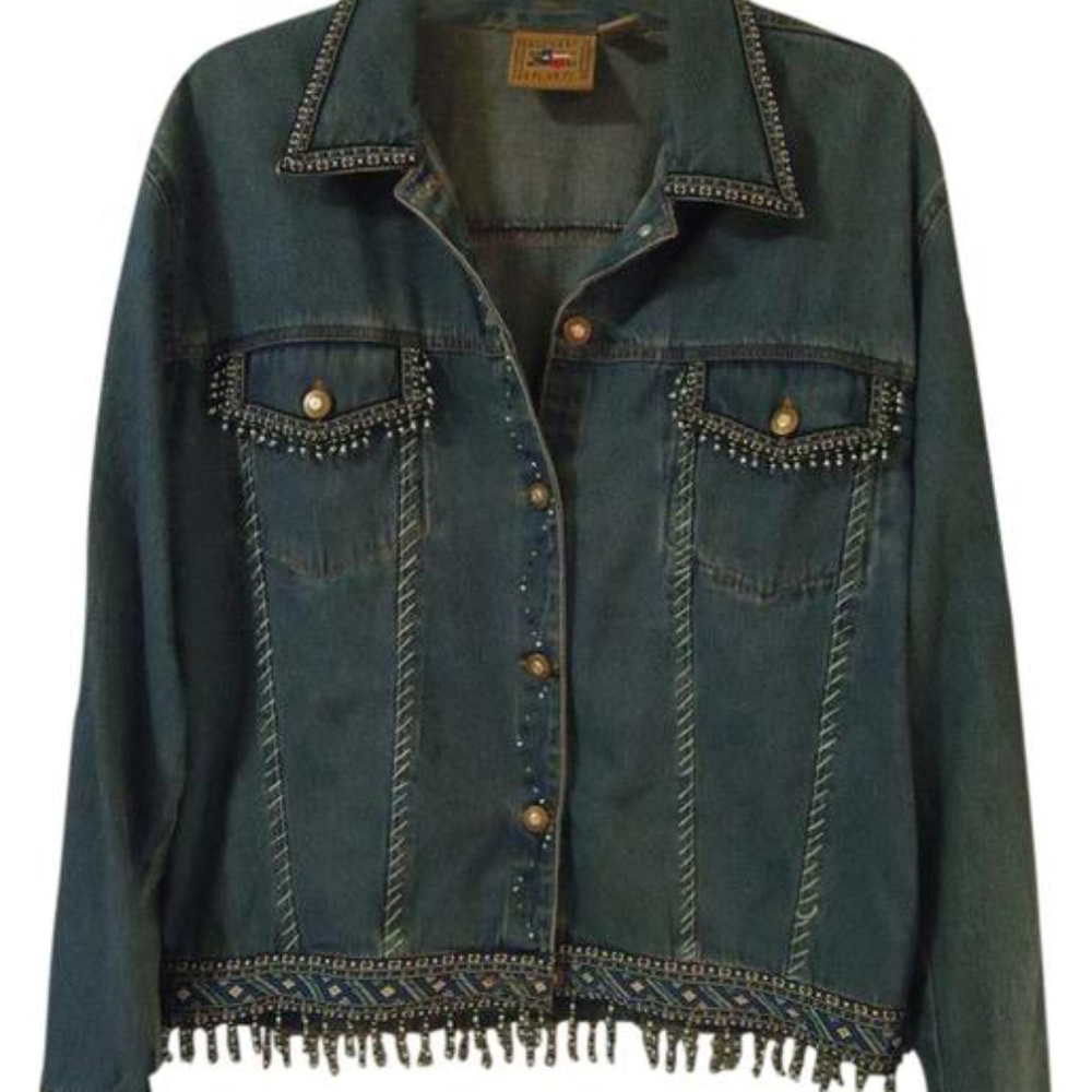 Multi Colored Beads jean Jacket